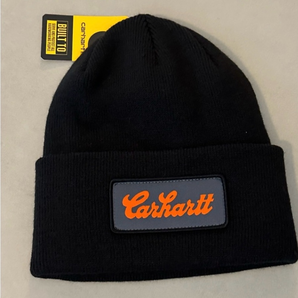 Carhartt Dark Knit Hat with Vibrant Logo